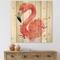 Designart - Portrait of Pink Flamingo I - Farmhouse Print on Natural Pine Wood